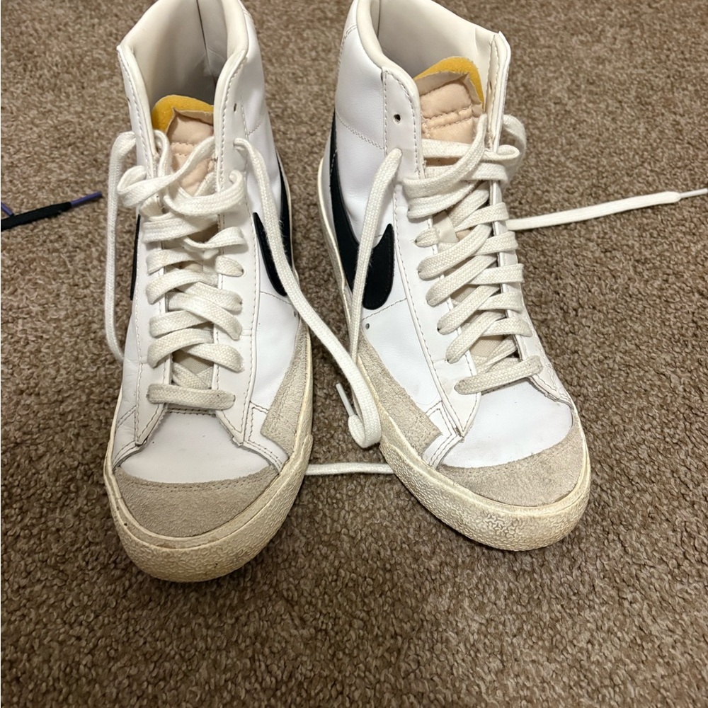 Nike White and Black High-Top Sneakers